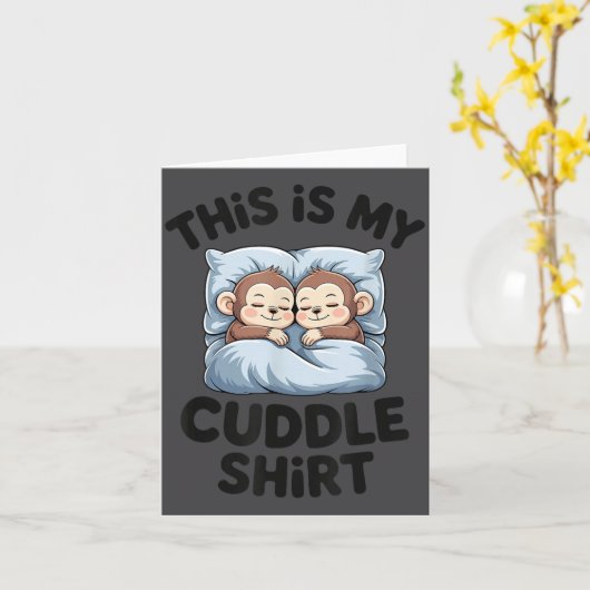Cute Baby Monkey Lovers This Is My Cuddle カード (黄色い花)