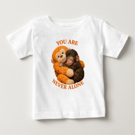 Cute Baby Monkey Punch with plush monkey -  ベビーTシャツ (正面)