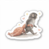 Cute Baby Monkey Sticker – Emotional Support Anima シール (正面)