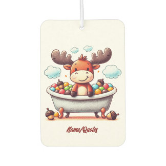 Cute Baby Moose Bath Time Cartoon Illustration カーエアーフレッシュナー