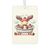 Cute Baby Moose Bath Time Cartoon Illustration カーエアーフレッシュナー (裏面)