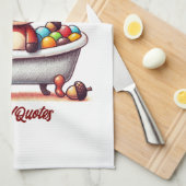 Cute Baby Moose Bath Time Cartoon Illustration キッチンタオル (四つ折り)