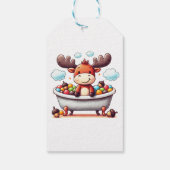 Cute Baby Moose Bath Time Cartoon Illustration ギフトタグ (裏面)