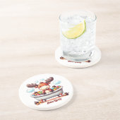 Cute Baby Moose Bath Time Cartoon Illustration コースター (側面)