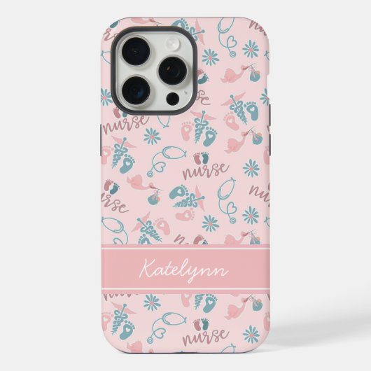 Cute Baby Nurse Phone Case | Personalized Name iPhoneケース (裏面)