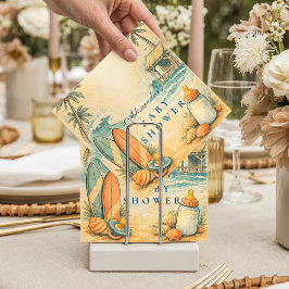 Cute Baby On Board Surf Baby Shower スタンダードカクテルナプキン