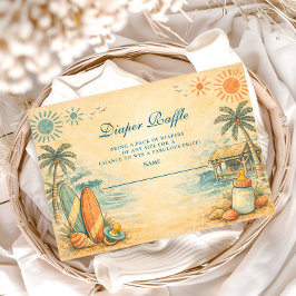 Cute Baby On Board Surf Diapper Raffle エンクロージャーカード