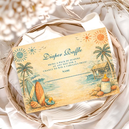 Cute Baby On Board Surf Diapper Raffle エンクロージャーカード