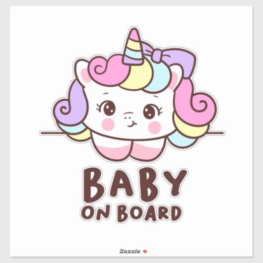 Cute Baby on Board Unicorn シール (シート)