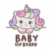 Cute Baby on Board Unicorn シール (正面)