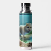 Cute baby otter in pond - custom ウォーターボトル (左面)