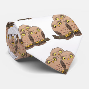 Cute baby owl trio cartoon illustration ネクタイ