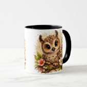 Cute Baby Owl with Flowers Woodland Coffee Mug マグカップ (正面右)