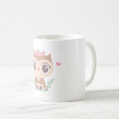 Cute Baby Owl With Pink Bow コーヒーマグカップ (正面右)