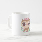 Cute Baby Owl With Pink Bow コーヒーマグカップ (正面左)