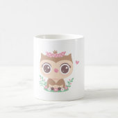 Cute Baby Owl With Pink Bow コーヒーマグカップ (中央)