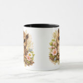 Cute Baby Owl with Wildflowers Watercolor  マグカップ (中央)