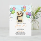 Cute Baby Panda Balloon 1st Birthday Party Peach 招待状 (スタンド正面)