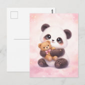 Cute Baby Panda Hugging Teddy Bear Postcard ポストカード (正面/裏面)