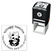 Cute Baby Panda with Bamboo Name Return Address セルフインキングスタンプ (インサイチュ)