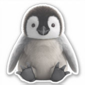 Cute Baby Penguin 3D Fluffy Chick Die-Cut Sticker シール (正面)