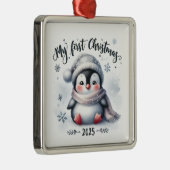 CUTE BABY PENGUIN FOR MY FIRST CHRISTMAS メタルオーナメント (右)