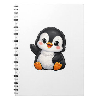 Cute Baby Penguin Waving Cartoon Character Kids Ka ノートブック