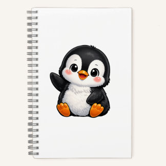 Cute Baby Penguin Waving Cartoon Character Kids Ka ノートブック