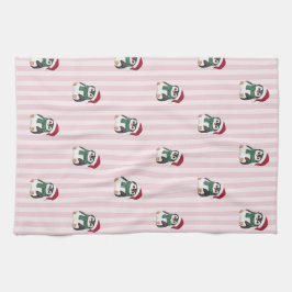 Cute Baby Penguin Wearing Santa Hat Christmas キッチンタオル