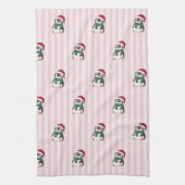 Cute Baby Penguin Wearing Santa Hat Christmas キッチンタオル (縦)