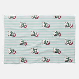 Cute Baby Penguin Wearing Santa Hat Christmas キッチンタオル