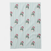 Cute Baby Penguin Wearing Santa Hat Christmas キッチンタオル (縦)
