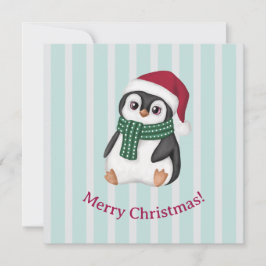 Cute Baby Penguin Wearing Santa Hat Christmas シーズンカード
