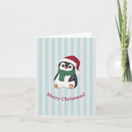 Cute Baby Penguin Wearing Santa Hat Christmas シーズンカード