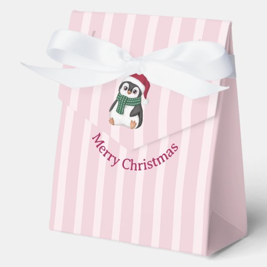 Cute Baby Penguin Wearing Santa Hat Christmas フェイバーボックス (正面)