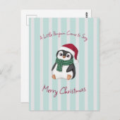 Cute Baby Penguin Wearing Santa Hat Christmas ポストカード (正面/裏面)