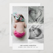 Cute Baby Photo Birth Announcement Elegant 案内状 (正面/裏面)