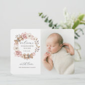 Cute Baby Photo Teddy Bear Wreath Birth 案内状 (スタンド正面)