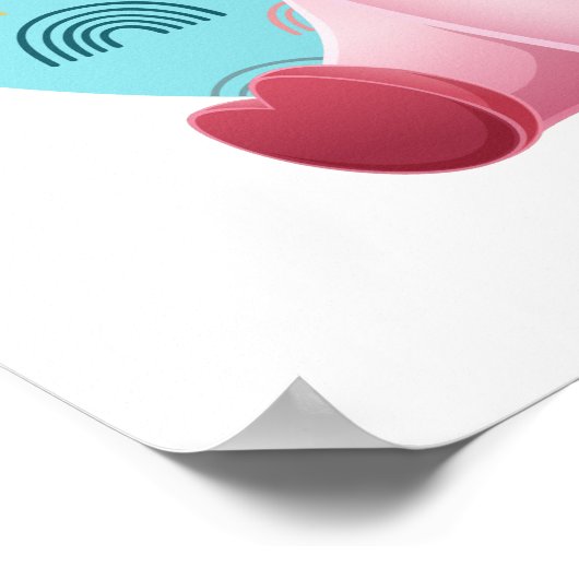 Cute Baby Pig Art, Child's Name & Message ポスター (角)