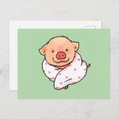 Cute Baby Pig Wrapped in Blanket ポストカード (正面/裏面)