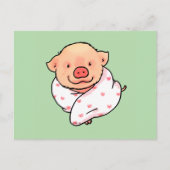Cute Baby Pig Wrapped in Blanket ポストカード (正面)