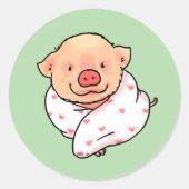 Cute Baby Pig Wrapped in Blanket ラウンドシール (正面)