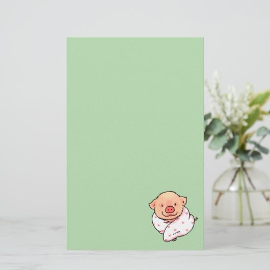 Cute Baby Pig Wrapped in Blanket 便箋 (スタンド正面)