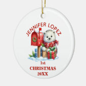 Cute Baby Polar Bear First Christmas Personalized セラミックオーナメント (左)