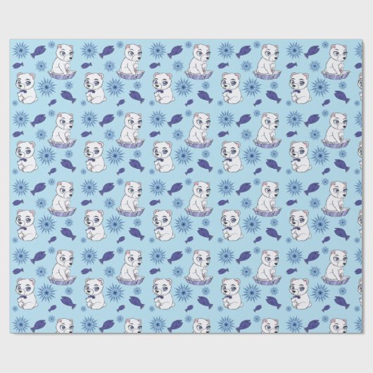 Cute Baby Polar Bears Pattern Wrapping Paper ラッピングペーパー (フラット)