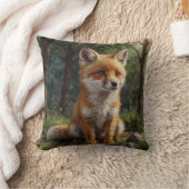 Cute baby red fox cottage garden  クッション (ブランケット)