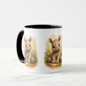 Cute Baby Rhino Coffee Mug – Adorable Rhino マグカップ (正面左)