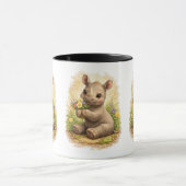 Cute Baby Rhino Flower Mug – Adorable Rhino マグカップ (中央)