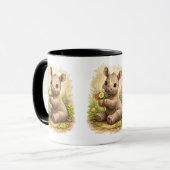Cute Baby Rhino Flower Mug – Adorable Rhino マグカップ (正面左)