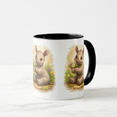 Cute Baby Rhino Flower Mug – Adorable Rhino マグカップ (正面右)